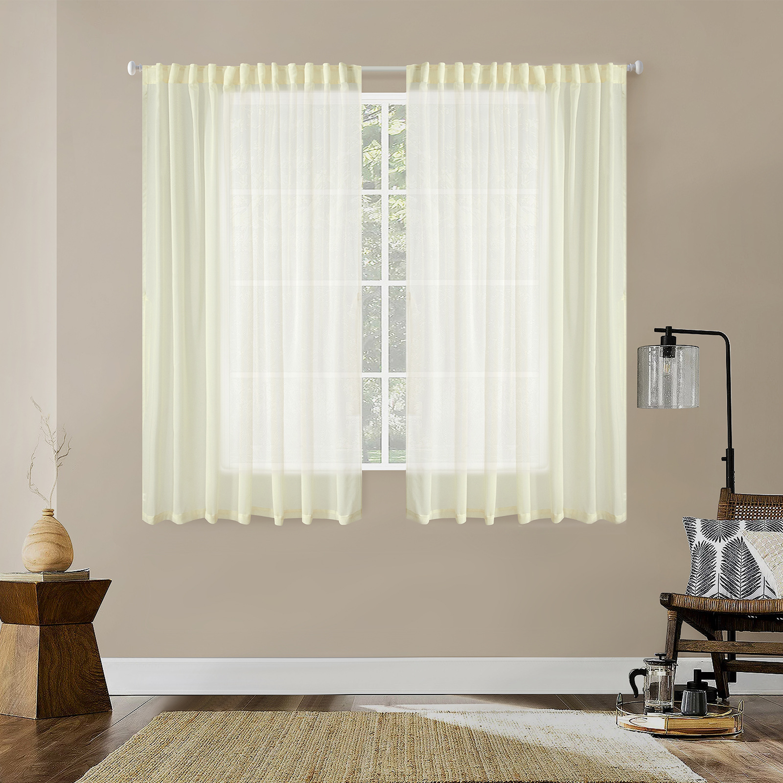 Comercio exterior Amazon Navidad amarillo blanco sólido cortinas cortinas delgadas productos domésticos acabados casa completa