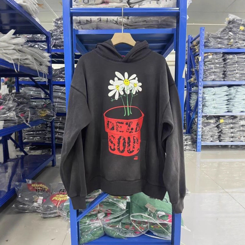 Saint Michael 雏菊印花美式做旧洗水复古宽松休闲连帽卫衣潮|undefined