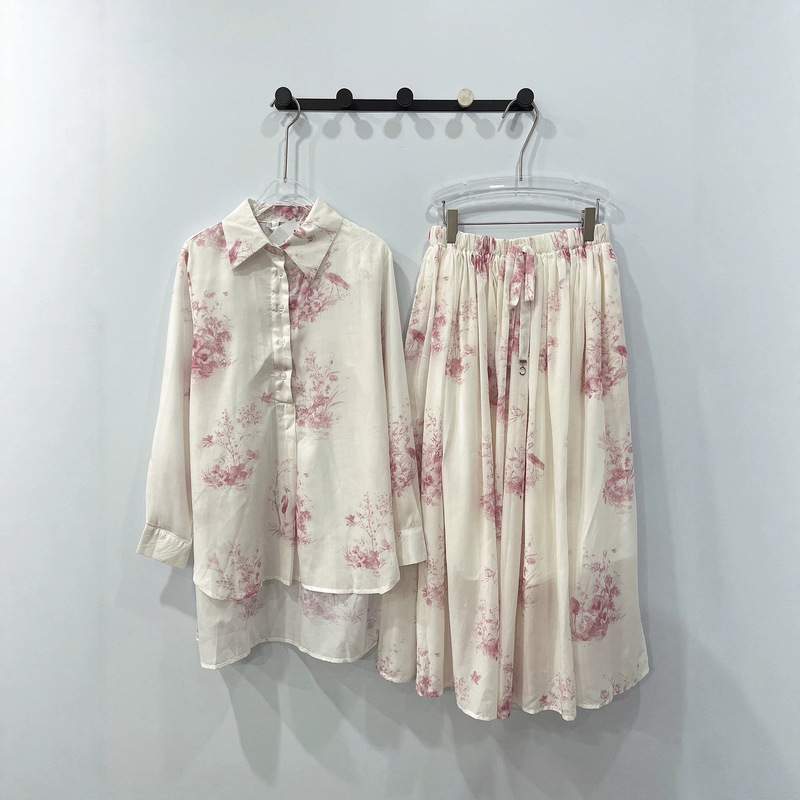 2026 New Summer Style Flamingo Print Shirt + Skirt Suit for Women 2026 New Summer Style Flamingo Print Shirt + Skirt Suit for Women