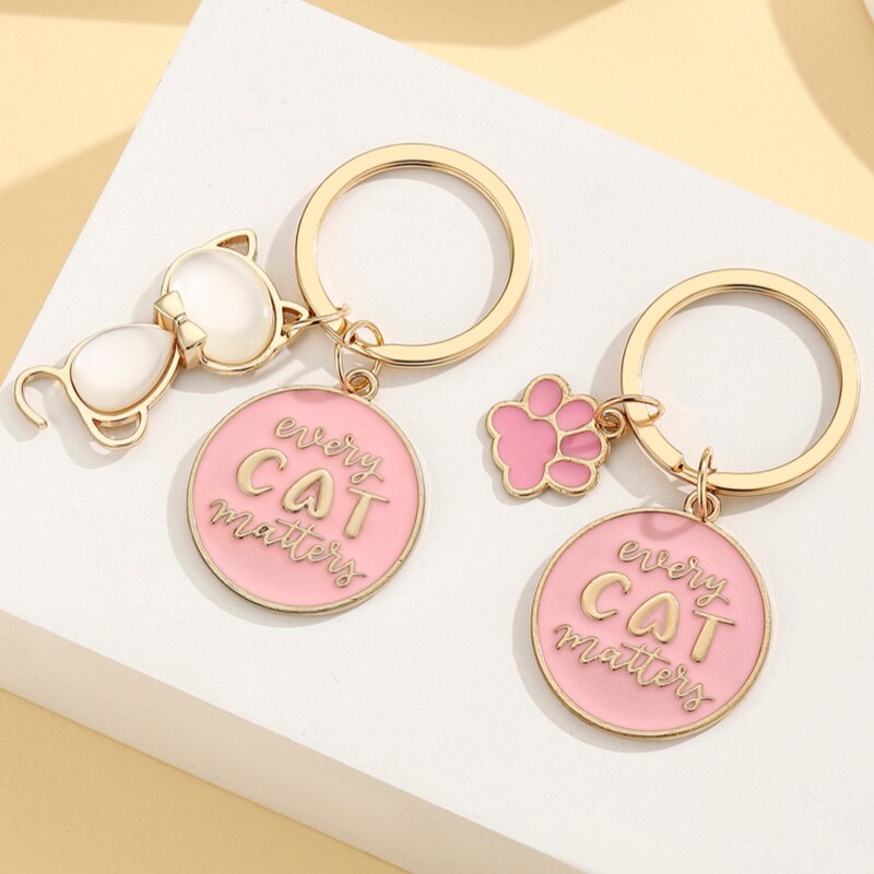 Cross-Border Temu Popular Alloy Cute Kitten Mother's Day Keychain Pendant for Cat Mom Grandma Pendant