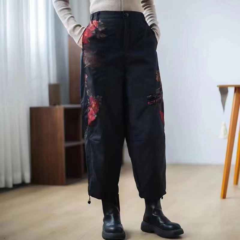 Keep warm velvet red trousers