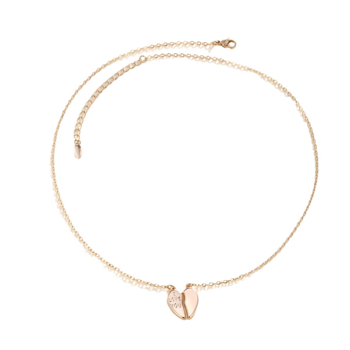 Xuping cross-border spot split personalidad de moda en forma de corazón aleación dorada collar de pareja de corazón de pecado cadena de clavícula para mujeres