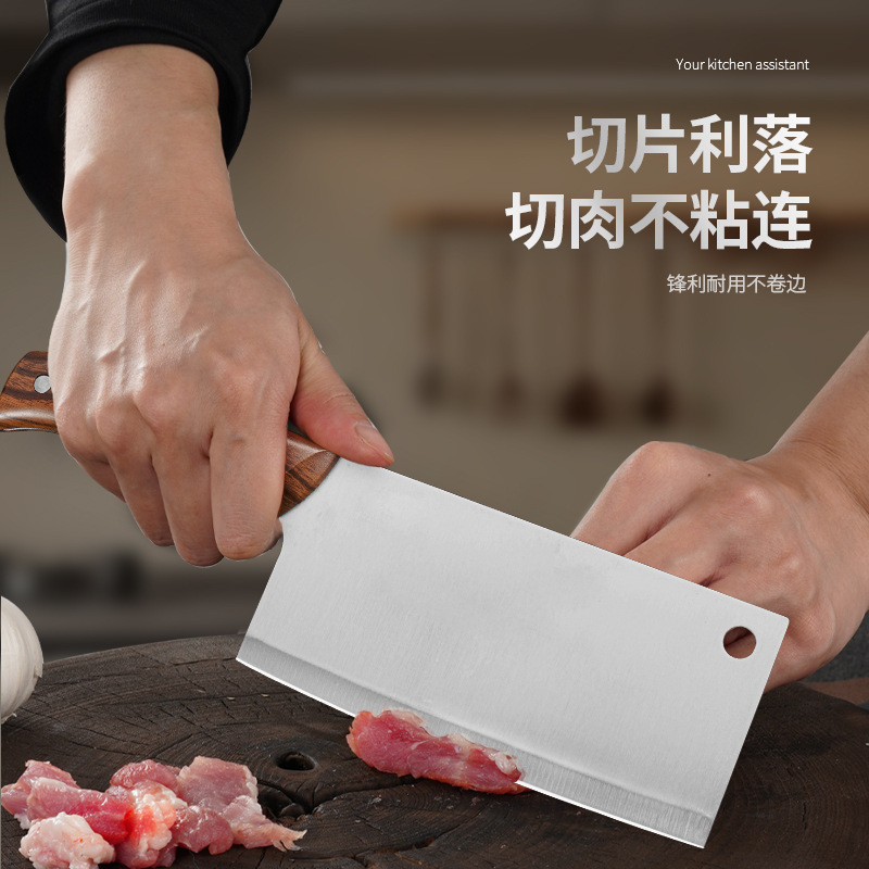 ステンレスは木の柄の女性の専用の切り刃をまねて肉の料理人の刀の台所の家庭の刃物を切ります。|undefined