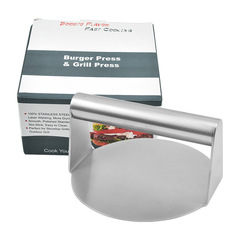 304 stainless steel round meat press, manual square patty press, iron plate squid press plate, hamburger meat press