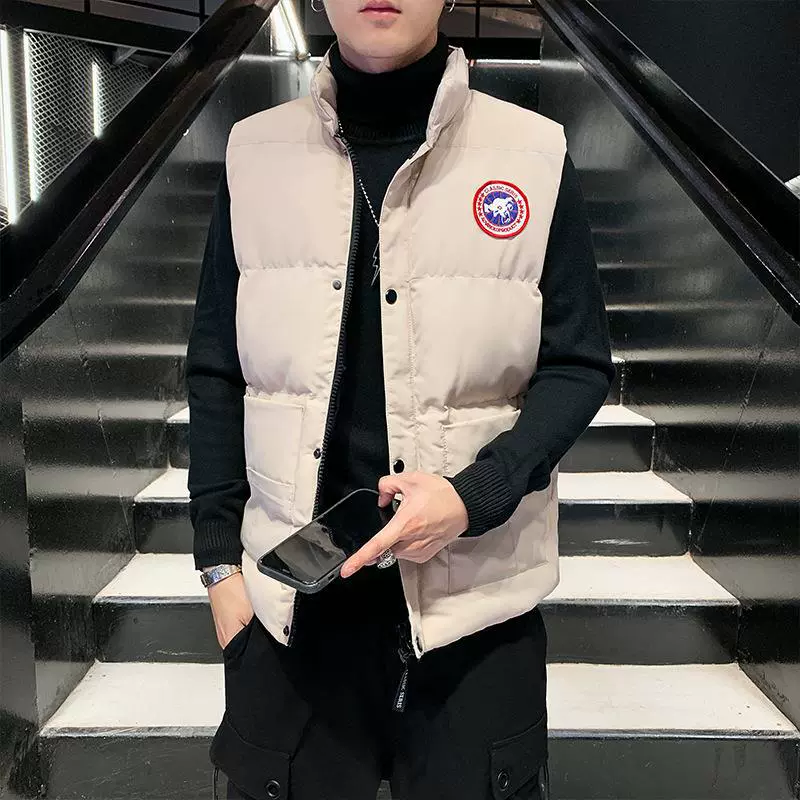 Trend vest with down sleevless, camouflage down jacket for leisure, Korean style, plus size