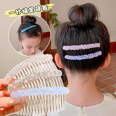 Children's transparent hair comb for girls, with rhinestones, dance accessories, little girl, back of the head comb, baby short hair styling tool