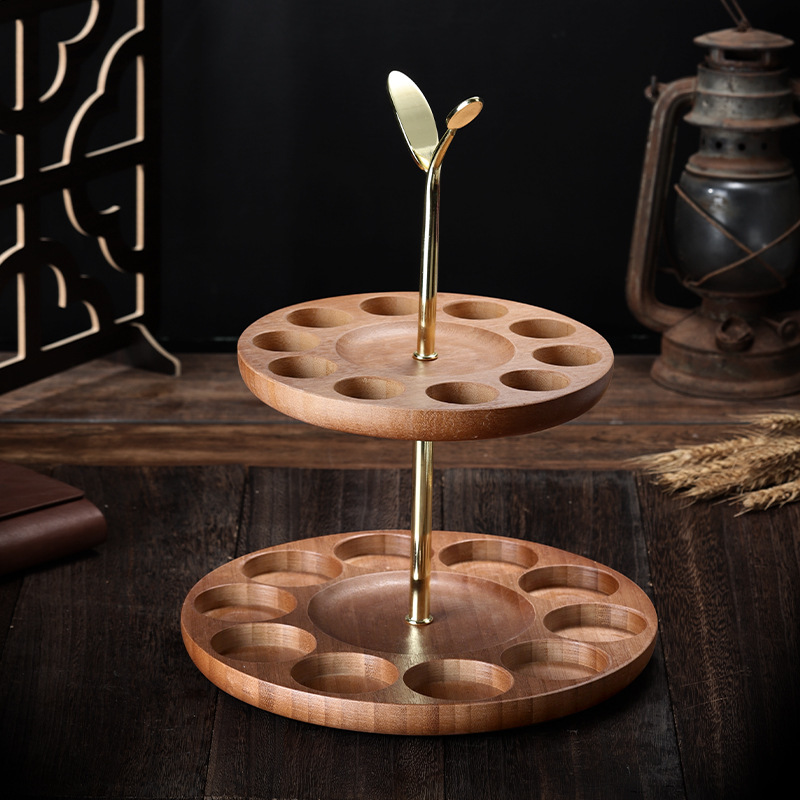 Vaso de madera de bambú de bala portavasas de vino portavasas de vino almacenamiento de madera portavasas de vino pequeño portavasas de vino un soporte de tazas de vino