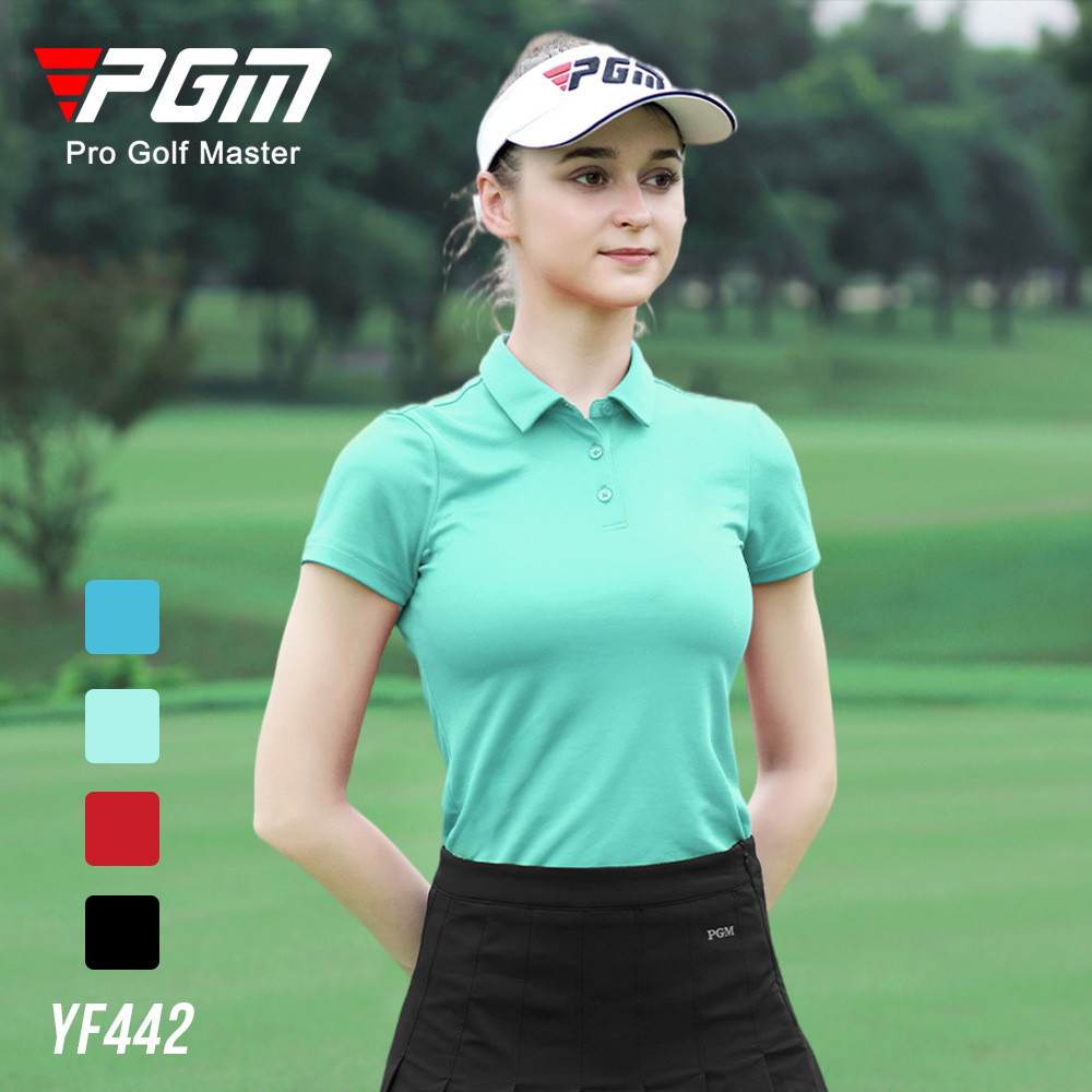 Áo thun golf nữ ngắn tay thể thao thoáng khí — YF442-màu xanh đậm, YF442-màu đỏ, YF444-màu đỏ hoa hồng, YF442-Đen