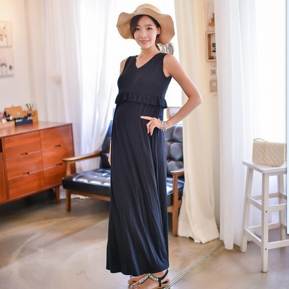 Spring and summer nursing clothes go out dress modal nursing clothes vest skirt long skirt pregnant women dual-use nightgown 1707
