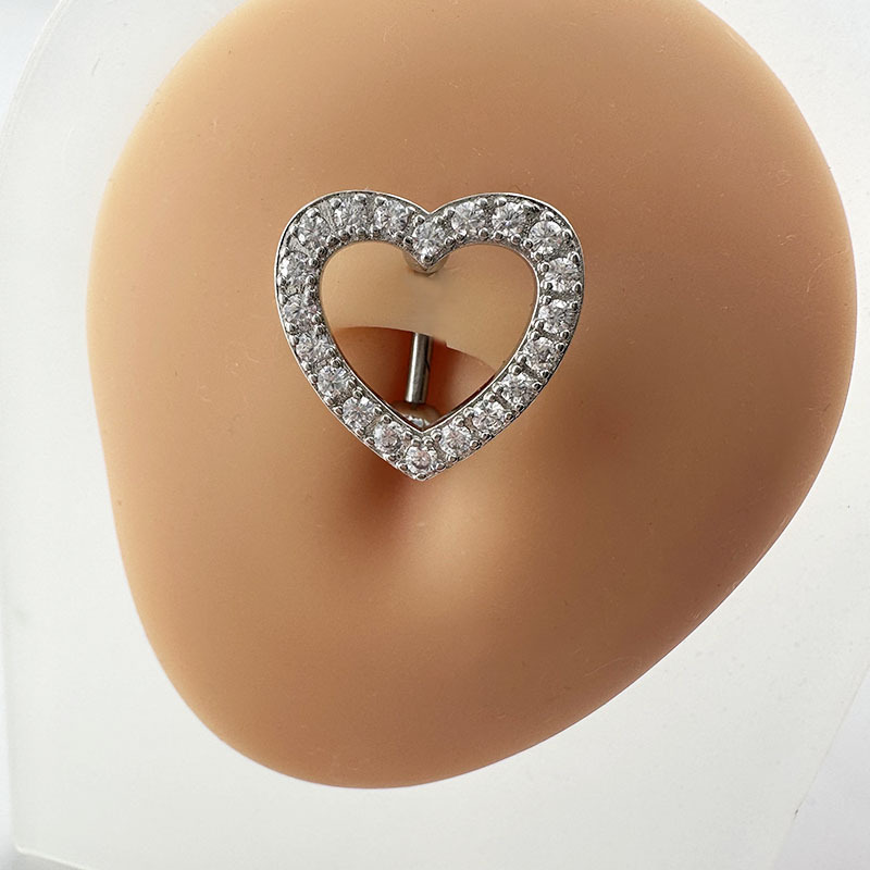 Diamond Studded Zircon Navel Piercing Heart Butterfly Jewelry_voghion.com