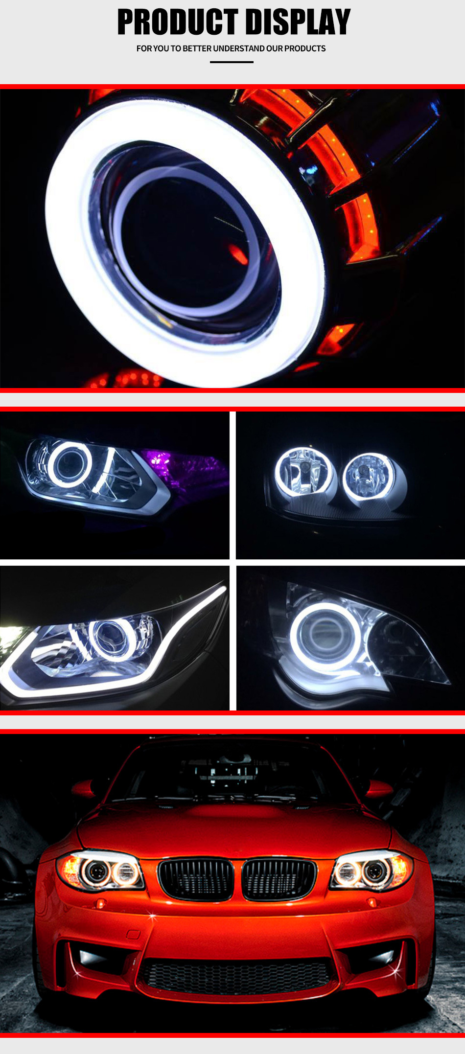 WANGHOI car modified LED light cotton light COB angel eye aperture motorcycle fog light daytime running light headlight aperture