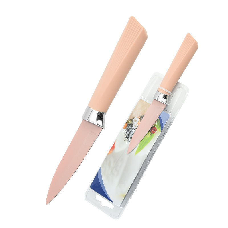 Punto de fábrica venta directa de acero inoxidable mango en forma de abanico cuchillo multifunción de cocina juego de embalaje de tarjeta de succión de doble cara