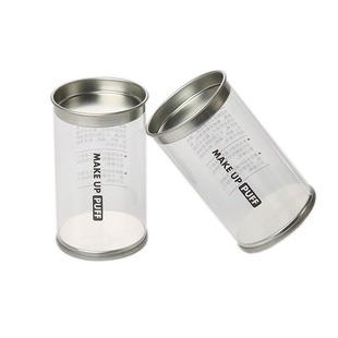 Factory spot powder puff packaging barrel PVC tinplate lid cylinder printing logo beauty egg powder puff storage box