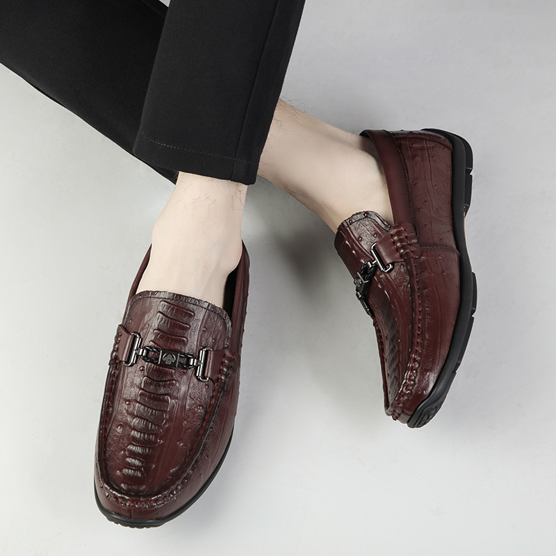 Primavera nueva capa superior mocasines de piel de vaca de los hombres en relieve de cuero casual slip-on zapatos de sección inferior suave zapatos de los hombres