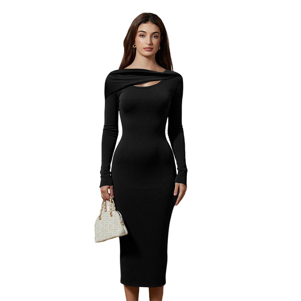 Women's Elegant Slim Fit Solid Color Bodycon Dress