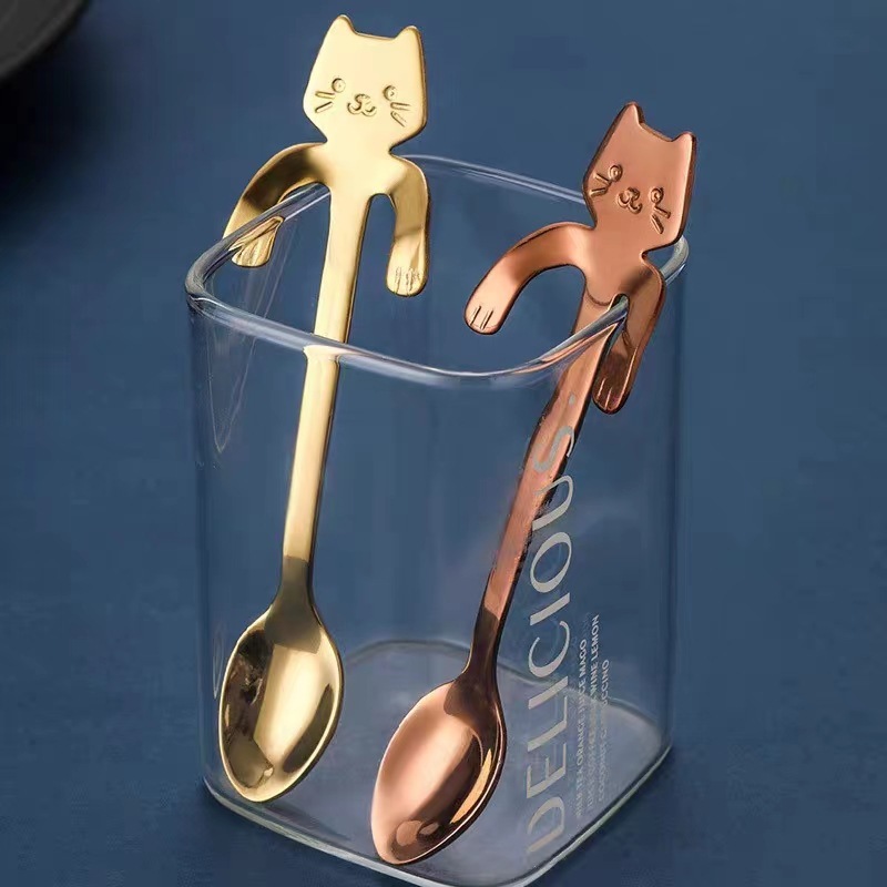 304ステンレス猫スプーン創意かわいいアニメカップコーヒースプーンデザートスプーンマグカップ吊り攪拌スプーン|undefined