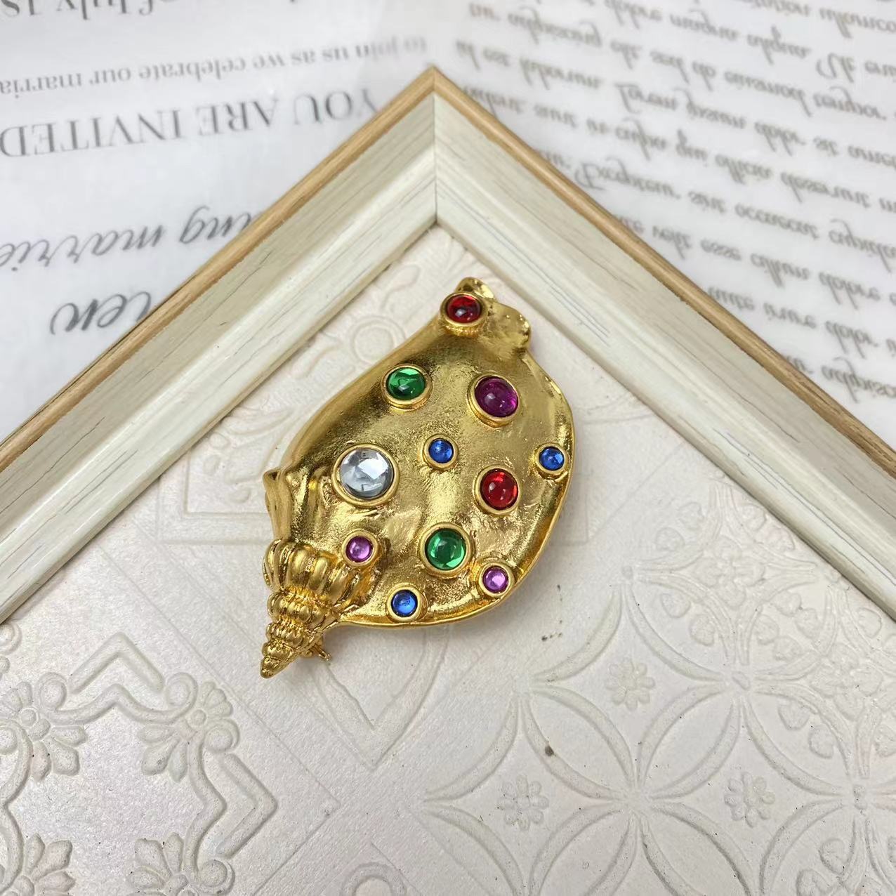 Exaggerated Conch Alloy Gold Plated Womenu0027S Ear Studs Brooches 1 Pair