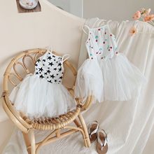 包邮21206夏款清仓特价 星星樱桃网纱吊带连衣裙