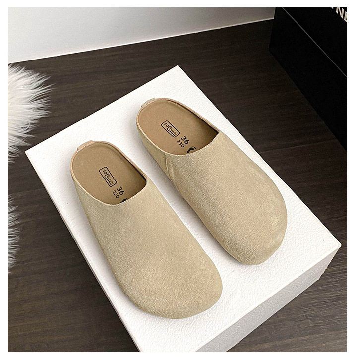 Dép lê nữ bít mũi đế dày mũi rộng phong cách Birkenstock, gót 3 cm — Màu caramel, Màu kaki, Màu mơ chi tiết 24