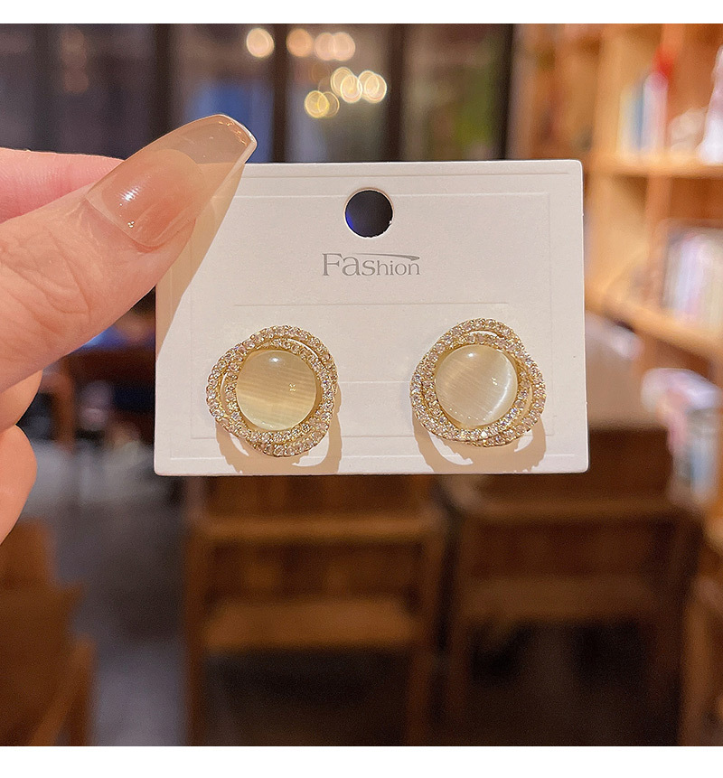 Fashion Geometric Copper Ear Studs Inlay Zircon Copper Earrings 1 Pair