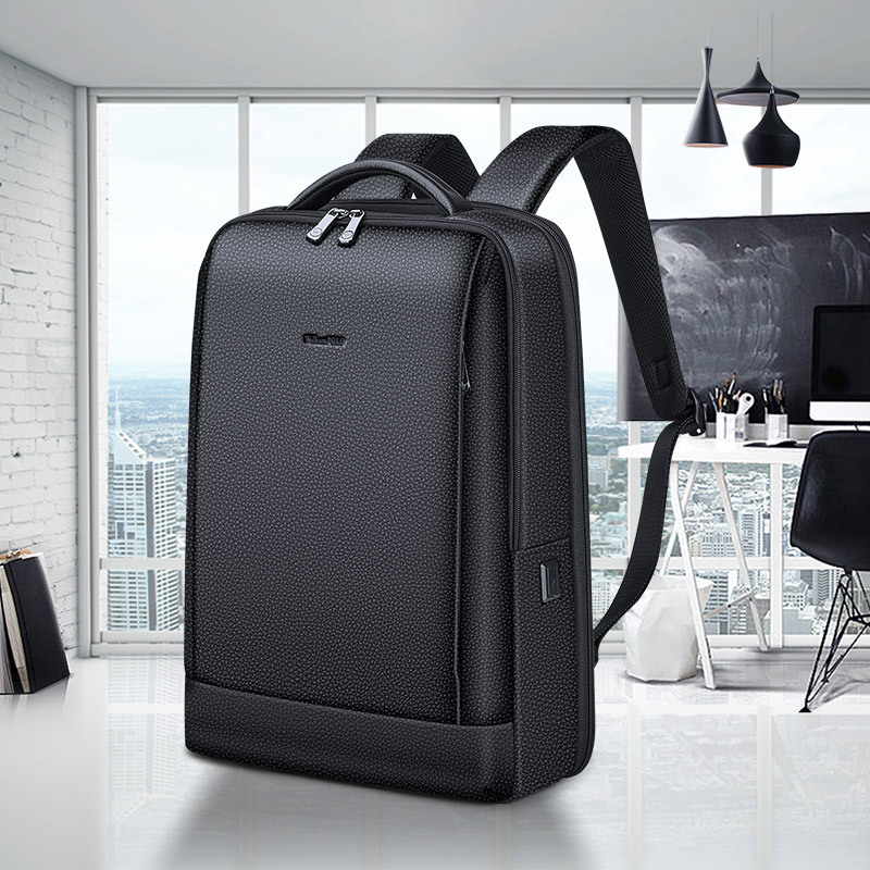 Ba lô da bò Emperor Paul dành cho nam, chứa laptop 15.6 inch, phong cách công sở thường ngày — Màu đen