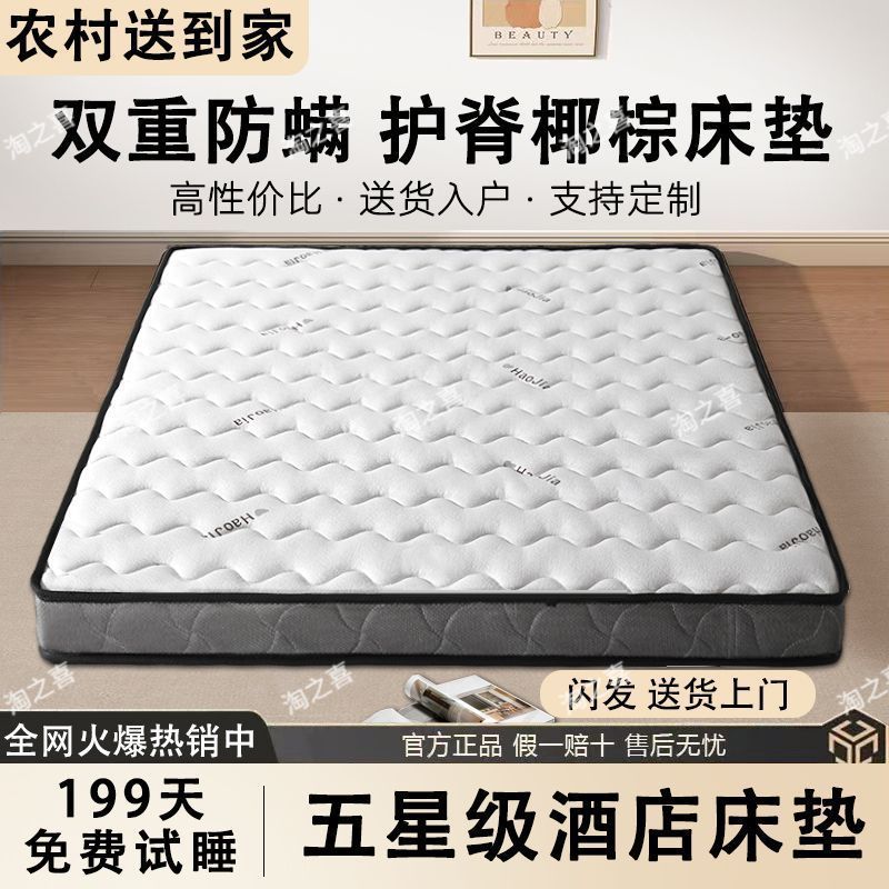 Natural 3E Coconut Palm Foldableing Mattress Bedroom Household Environmentally Friendly Kidsren's Spine Protection Palm Latex Mat Anti-Mite Breathable Brown Mat