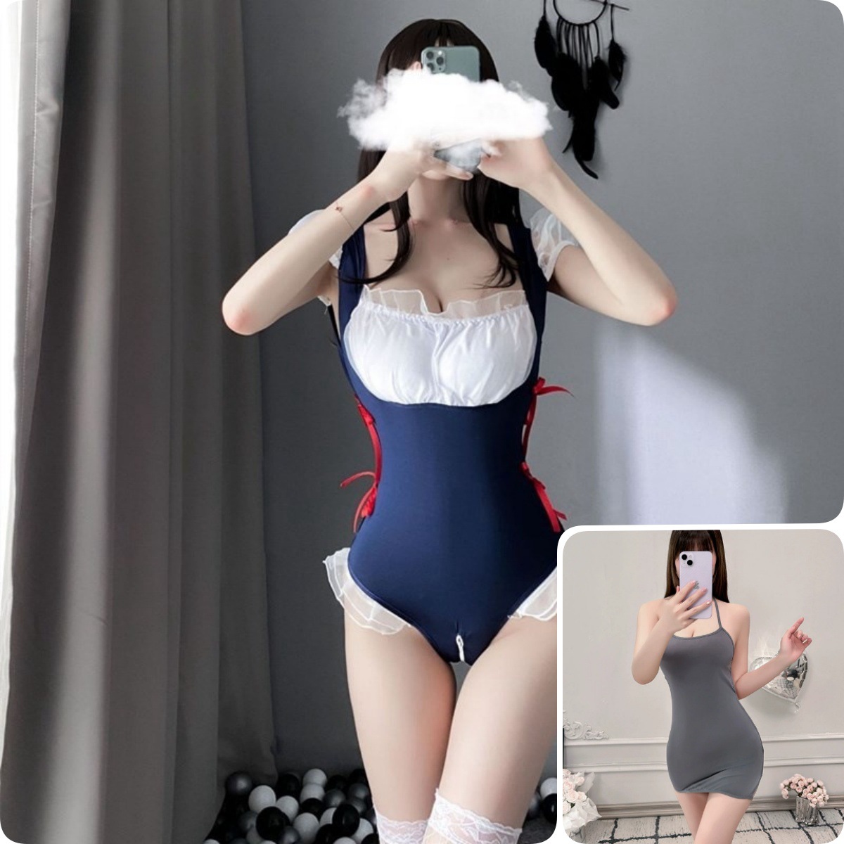퓨어디자이어 메이드 점프수트(블루) +0776 중공 힙 스커트