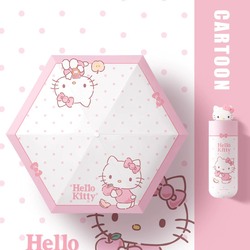 Hello Kitty, small handheld umbrella solar-powered, sun protection, custom-made