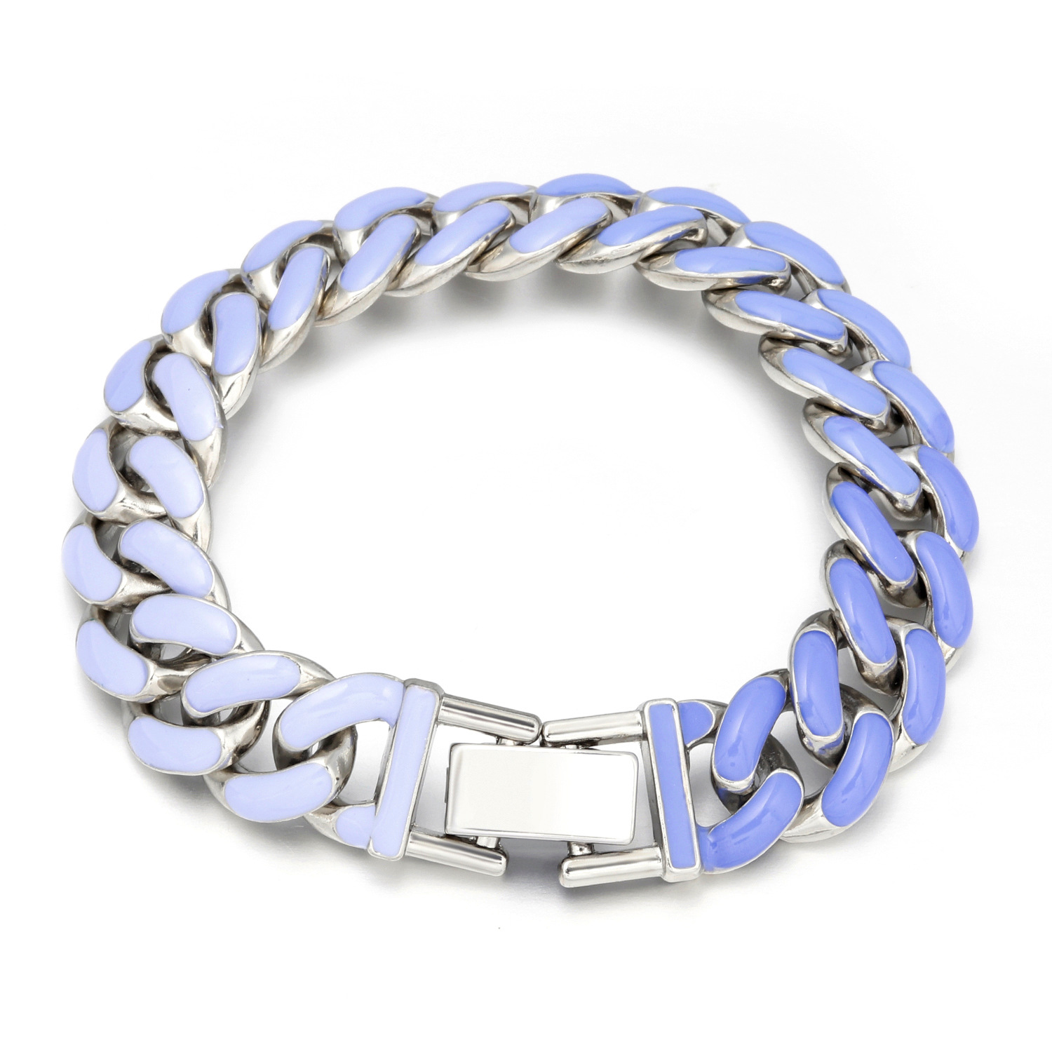 Pulseira de elo cubano masculina em aço inoxidável_voghion.com