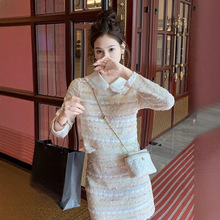 小香风针织连衣裙女春季2025新款两件套装裙打底裙子