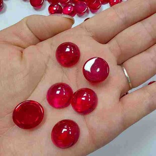 Factory in stock wholesale artificial gem 5# red corundum flat plain bare stone high hardness wax inlay