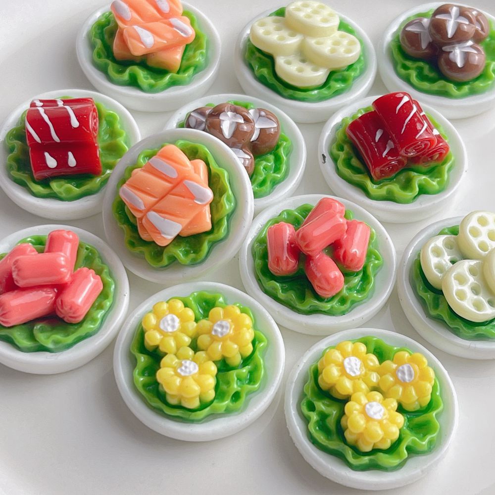 亮面食玩火腿玉米火锅配菜树脂配件奶油diy手机壳摆件发饰贴片