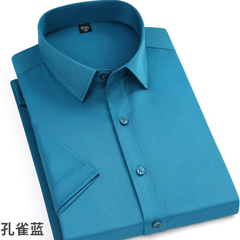 Nueva camisa de manga larga de algodón elástico antiarrugas sin planchar para hombres camisa de negocios de fácil cuidado para hombres en stock al por mayor