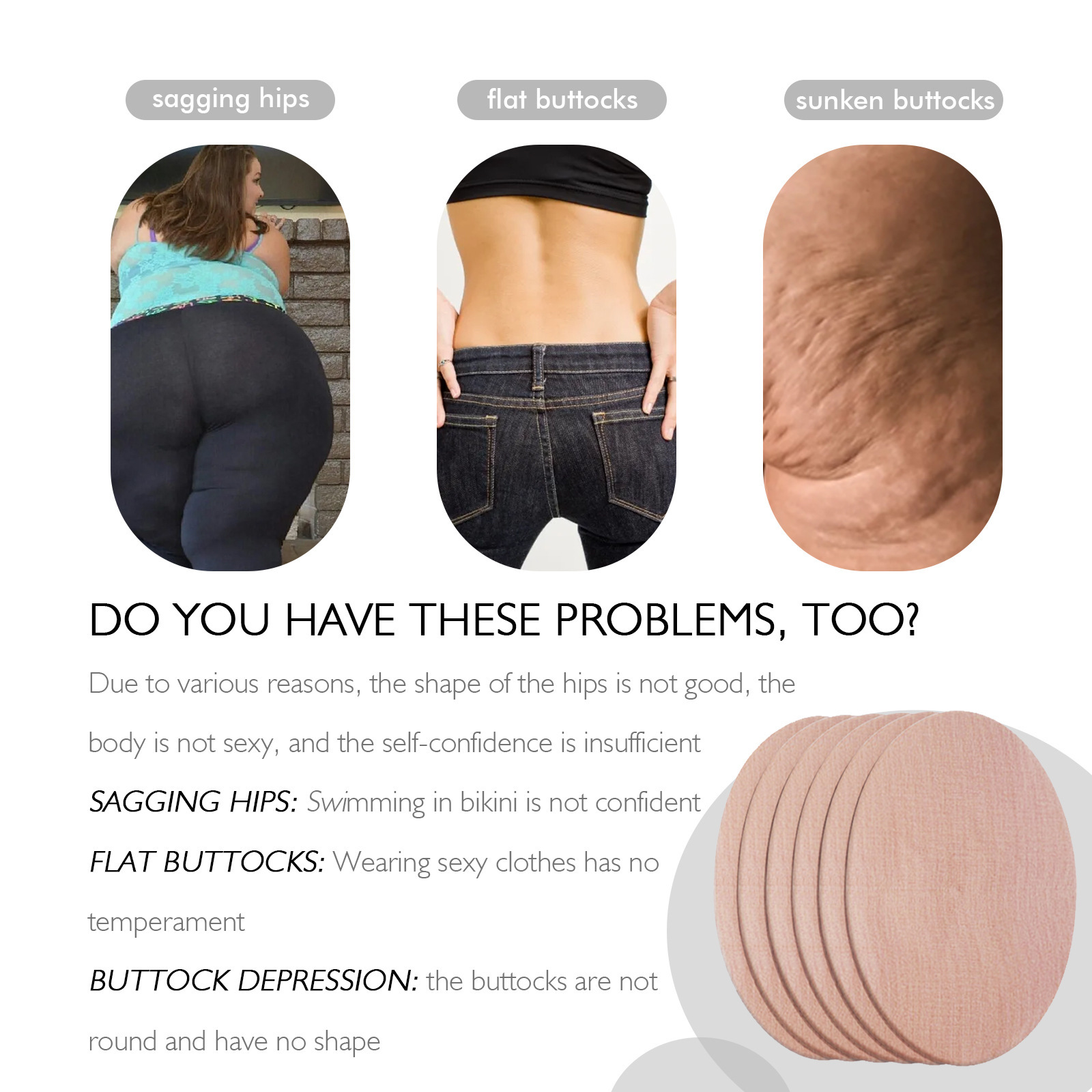 EELHOE-kollageeni kiinteyttää kohokohtia kauniit kohotetut lantiot, persikkainen lantiokäyrän muotoinen laastari_voghion.com