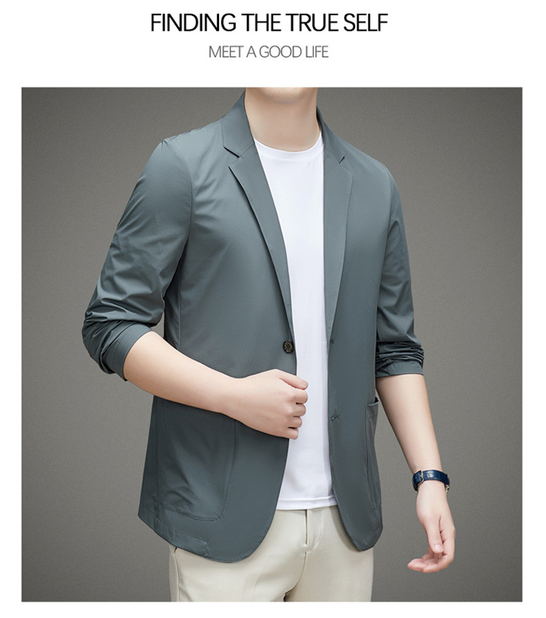 男士单西服春夏季轻薄款冰丝防晒衣高级感商务新款休闲小西装外套详情28
