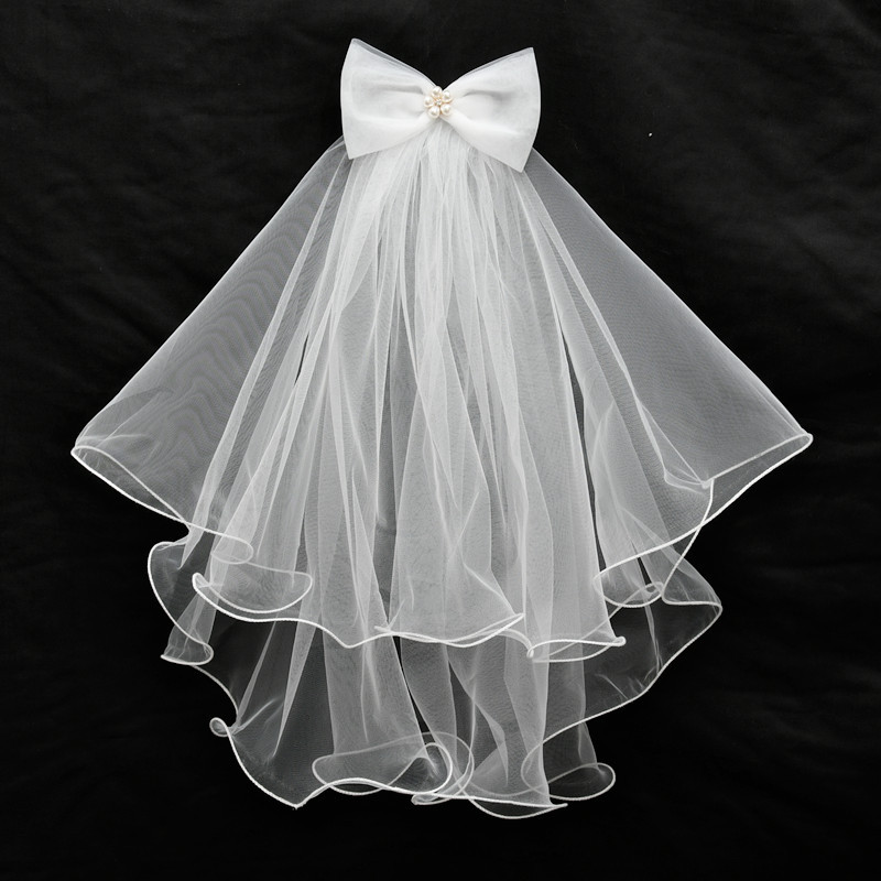 领证小头纱拍照道具高级感白色蓬蓬纱蝴蝶结女结婚登记头饰短头纱