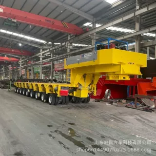 定制特种低平板半挂车9线18轴超低板整体升降动力额头随动转向