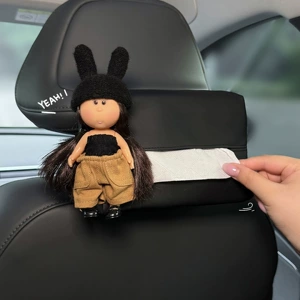 Cute Potato Sister Car Tissue Box, 2026 New Model, Hanging Design for Car Rear Headrest, Adds a Touch of Elegance