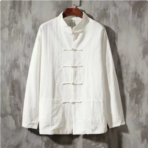 Spring and Autumn Style Chinese-Style Cotton and Linen Long-Sleeved Shirt for Men with Stand-Up Collar, Retro Button-Down Tang Suit, Chinese-Style Hanfu, Tai Chi Suit for Men Spring and Autumn Style Chinese-Style Cotton and Linen Long-Sleeved Shirt for Men with Stand-Up Collar, Retro Button-Down Tang Suit, Chinese-Style Hanfu, Tai Chi Suit for Men