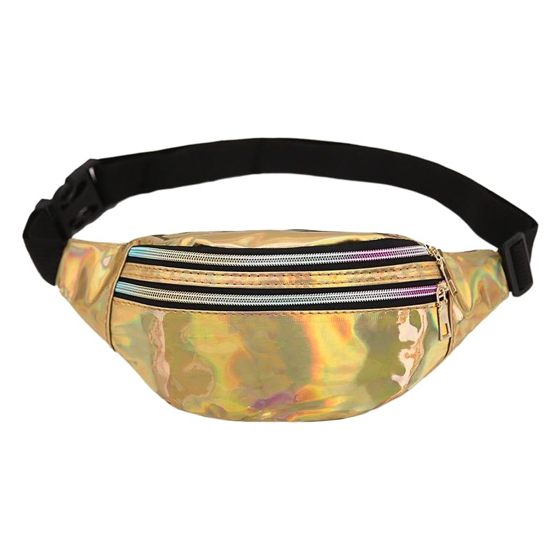 New Cross-border Women's Fashion Laser Waist Bag Outdoor Sports PU Chest Bag Customized Multifunctional Shoulder Bag Sequin Bag