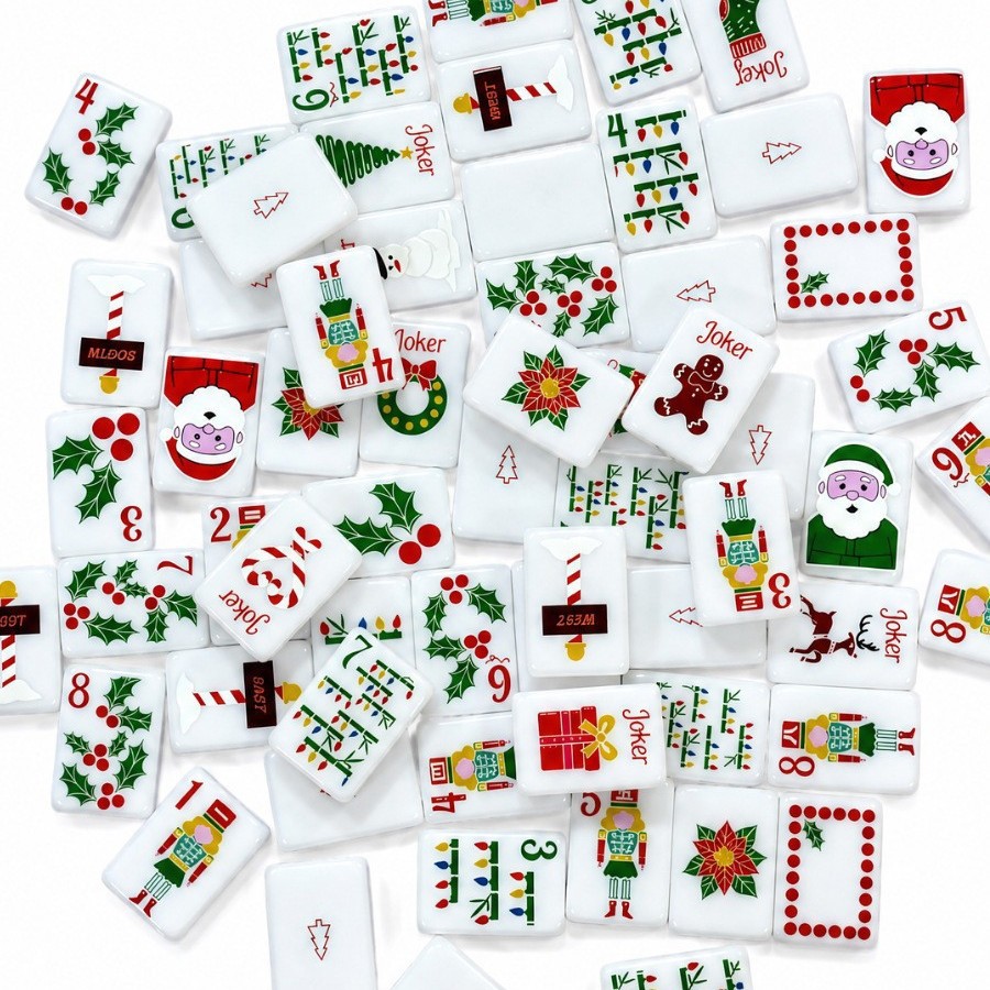 In Stock, Direct Sales from the Manufacturer, American-Style Christmas-Themed Acrylic Mahjong Set, 160 Pieces