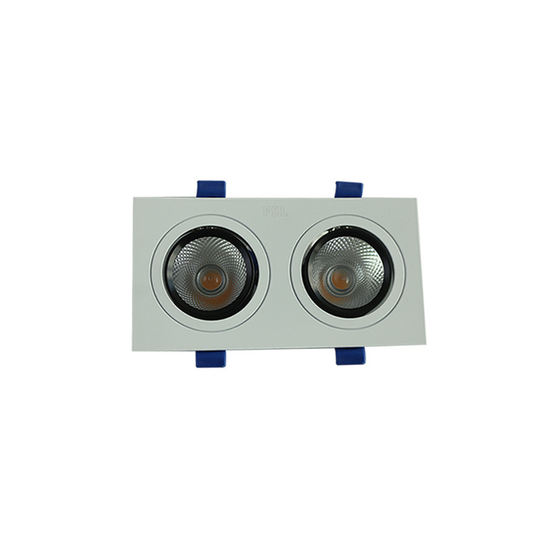 FSL Foshan iluminación led proyector de doble cabeza COB rejilla cubo lámpara incrustado en tienda de ropa salón pasillo lámpara
