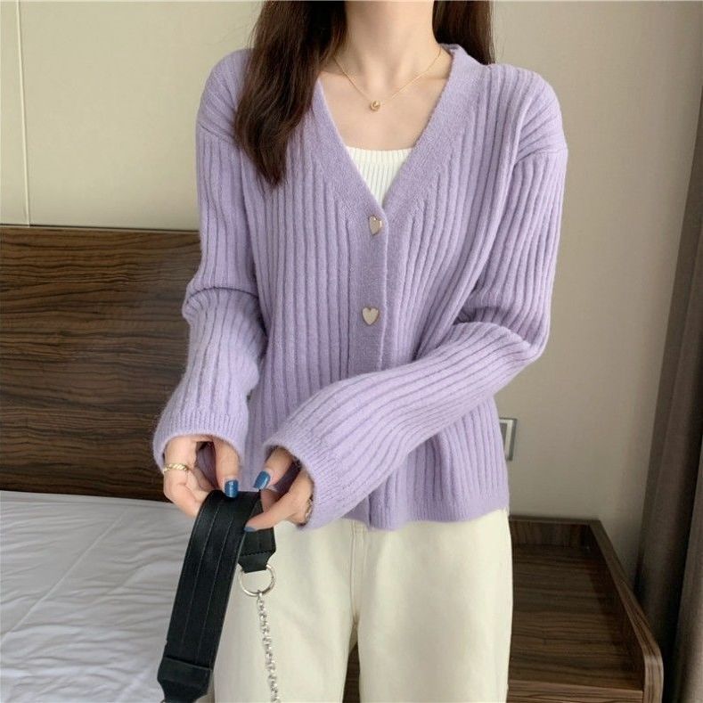 ネットの赤いセーターの女性の朝と秋の新型のゆったりした上着の優しいニットのカーディガンの短いコートはだらだらしています。|undefined