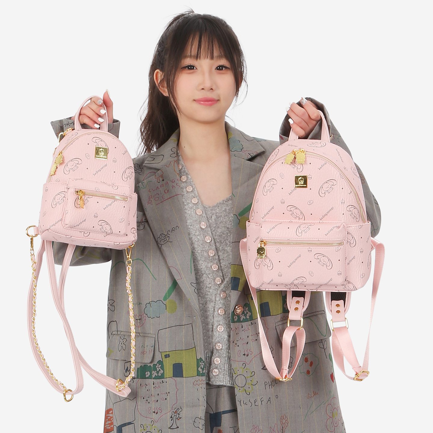 Mochila de moda coreana para mujeres, mochila de viaje de impresión de elefante encantadora, 2026 bolsas de mujer de comercio exterior transfronterizo