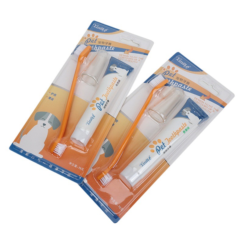 Pet Toothbrush Toothpaste Cat Dog Toothpaste Set Dog Cat Oral Care Toothbrush Pet Supplies Factory Direct Sales