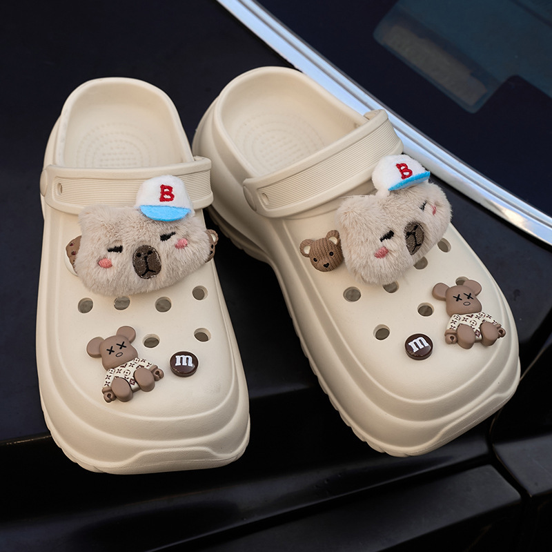 EVA Thick-soled Hole Shoes Height-increasing Women's Summer Outwear Slippers Wear-resistant Non-smelly Foot-resistant Non-slip Garden Shoes