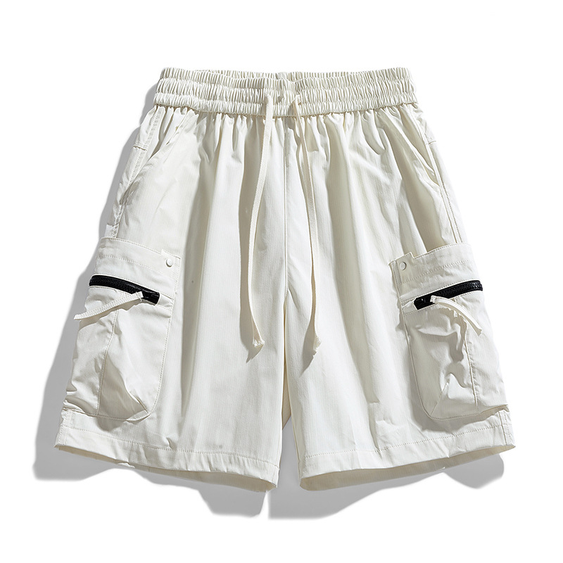 High-Quality Workwear Five-Point Pants Men's Ice Silk Shorts Hong Kong Style Workwear Multi-Pocket Shorts Quick-Drying Casual Sports Shorts