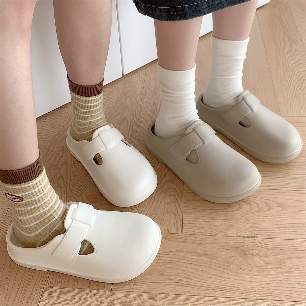 Верхняя одежда Повседневная Студенческая Однослойная обувь на плоской подошве Женская весенне-осенне-летняя обувь из ЭВА на мягкой подошве с ощущением тиснения и ощущения Баотоу Персонализированная простая обувь из биркена