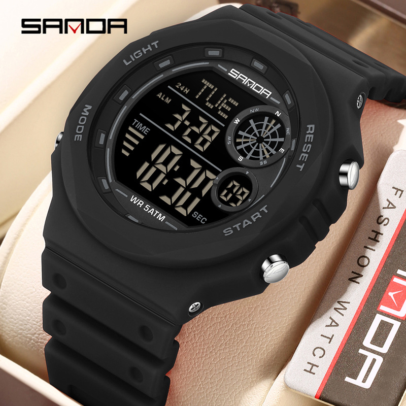 Sanda SANDA reloj electrónico deportivo al aire libre impermeable luz nocturna reloj de despertador de estudiantes de secundaria