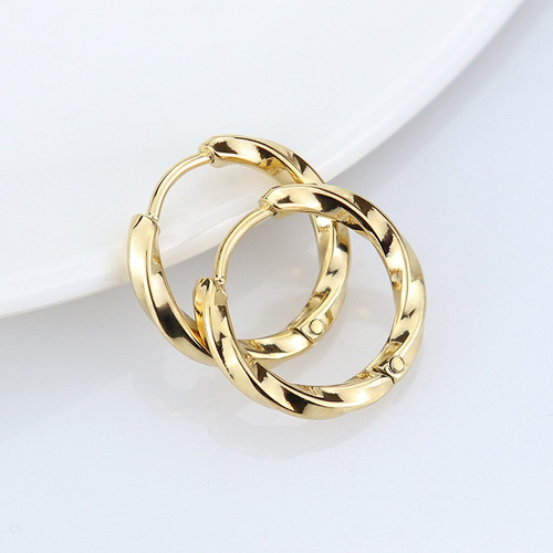  Japanese and Korean ins niche simple twist earrings titanium steel earrings ear buckles and earrings summer versatile manufacturers wholesale